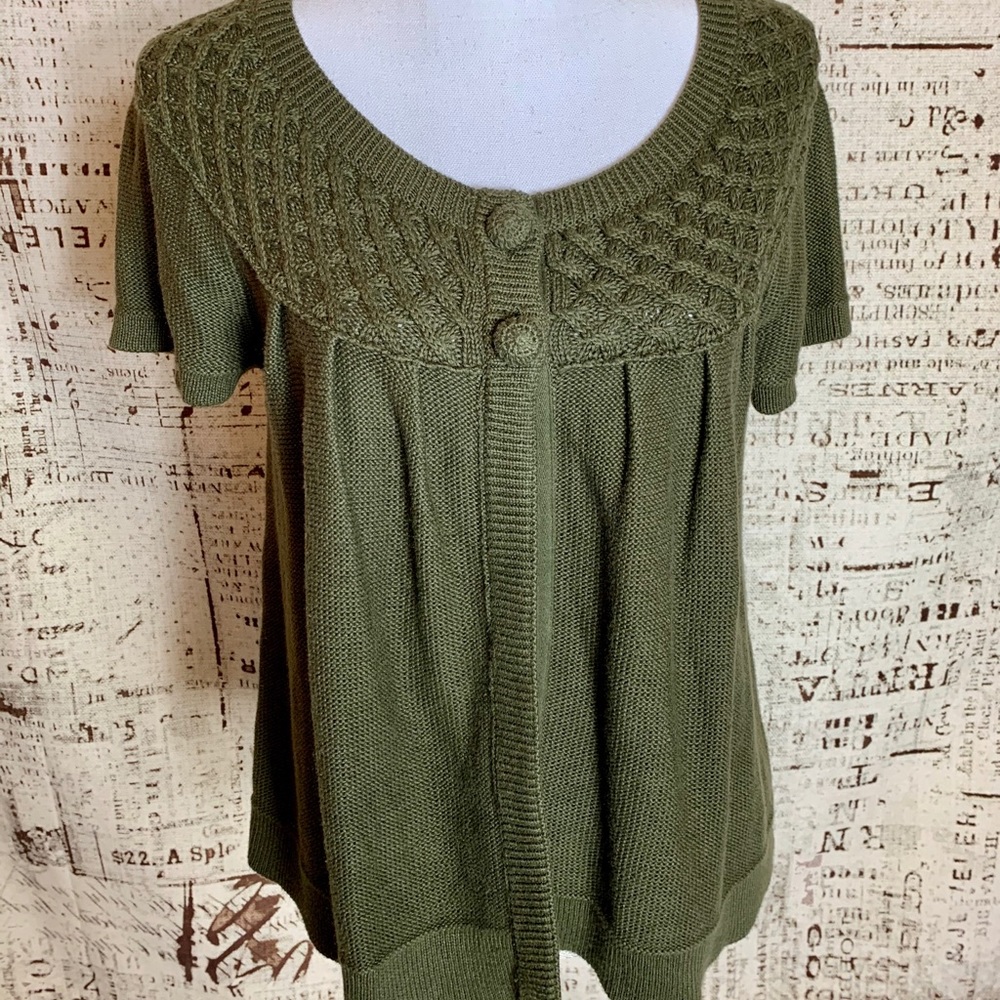 Jones New York Sport sweater cardigan olive green